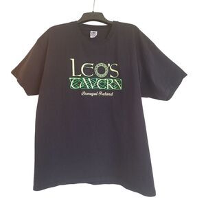 Leo's Tavern Donegal Ireland Tee Unisex 2X Black 100% Cotton XXL Meenaleck Y2K